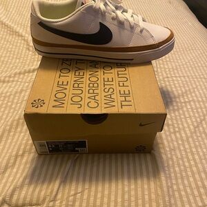 Nike White Sneakers with Black and Brown Details